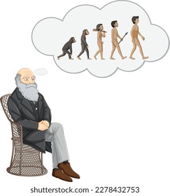 Charles Darwin and evolutionary biology theory illustration