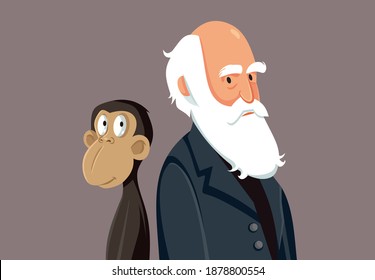 
Charles Darwin Funny Cartoon Illustration


