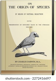 Charles Darwin and The origin of species book illustration