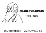 Charles Darwin portrait sketch vector