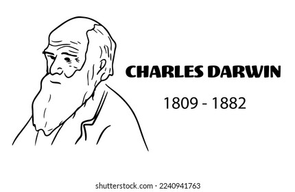 Charles Darwin portrait sketch vector