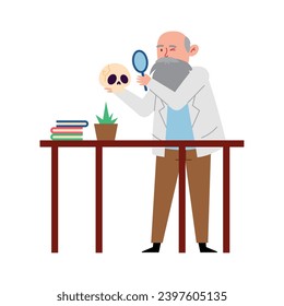 charles darwin studying vector isolated