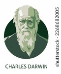 Charles Darwin vector caricature illustration, isolated style