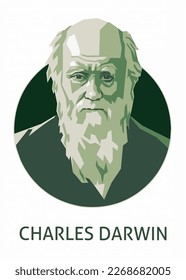 Charles Darwin vector caricature illustration, isolated style