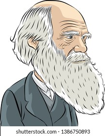 Charles Darwin Vectorel Caricature Portrait