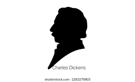 Charles Dickens silhouette, high quality vector