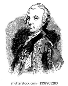 Charles Henry Theodat dEstaing 1729 to 1794 he was a French general admiral and member of the assembly of notables in the French revolution vintage line drawing or engraving illustration