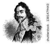 Charles I, 1600-1649, he was king of the three kingdoms of England, Scotland, and Ireland from 1625 to 1649, vintage line drawing or engraving illustration