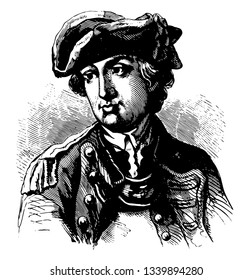 Charles Lee 1731 to 1782 he was a general of the continental army during the American war of Independence vintage line drawing or engraving illustration