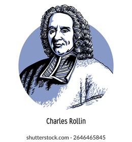 Charles Rollin was a French historian and educator. Hand drawn vector illustration