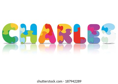 CHARLES escrito con rompecabezas alfabético - ilustración vectorial