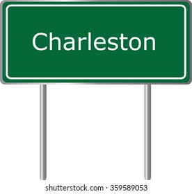 Charleston , Arkansas , road sign green vector illustration, road table, USA city