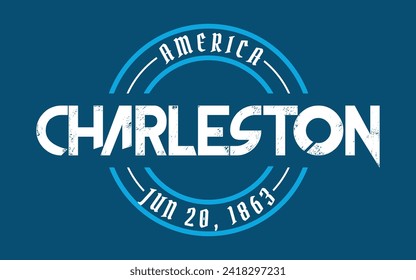 Charleston circle badge logo text effect vector. Editable college t-shirt design printable text effect vector	
