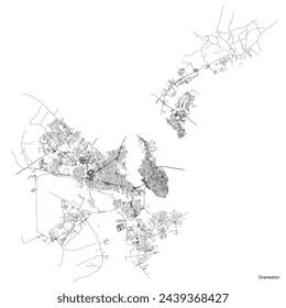 Charleston city map with roads and streets, United States. Vector outline illustration.