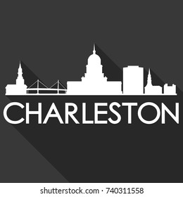 Charleston Flat Icon Skyline Silhouette Design City Vector Art Famous Buildings.