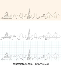 Charleston Hand Drawn Skyline