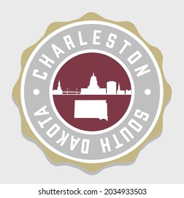 Charleston, SC, USA Badge City Vector Seal. National Symbol Skyline Stamp Design Icon Label. 