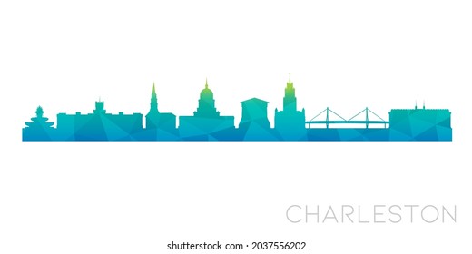 Charleston, SC, USA Low Poly Skyline Clip Art City Design. Geometric Polygon Graphic Horizon Icon. Vector Illustration Symbol.