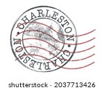 Charleston, SC, USA Stamp Map Postal. Silhouette Seal Roads and Streets. Passport Round Design. Vector Icon. Design Retro Travel National Symbol.
