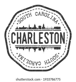 Charleston, SC, USA Stamp Skyline Postmark. Silhouette Postal Passport. City Round Vector Icon. Vintage Postage Design.