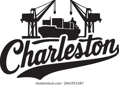 Charleston Ship Silhouette Vector Illustration