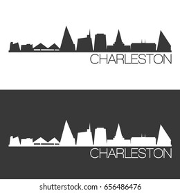 Charleston Skyline Silhouette Abstract Design City Vector Art