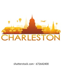 Charleston Skyline Silhouette Gradient Vector City Design.