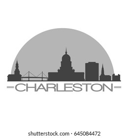 Charleston Skyline Silhouette Skyline Stamp Vector City Design