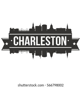 Charleston Skyline Stamp Silhouette City Vector Design Art.