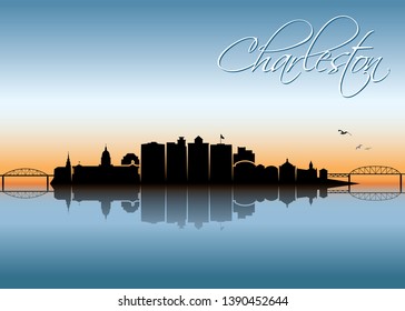 Charleston skyline - West Virginia, United States of America, USA - vector illustration