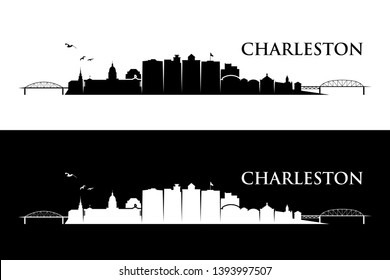 Charleston skyline - West Virginia, United States of America, USA - vector illustration