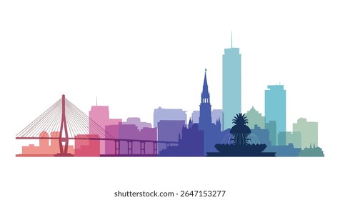 Charleston South Carolina cityscape in gradient color style