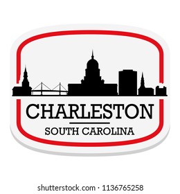 Charleston South Carolina Label Stamp Icon Skyline City Design Tourism