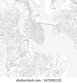 Charleston, South Carolina, USA, bright outlined vector map with bigger and minor roads and steets created for infographic backgrounds.