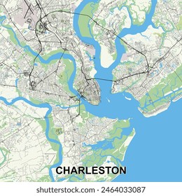 Charleston, South Carolina, USA map poster art