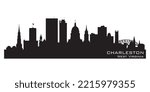 Charleston West Virginia  city skyline Detailed vector silhouette