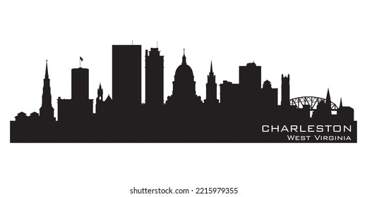 Charleston West Virginia  City Skyline Detailed Vector Silhouette