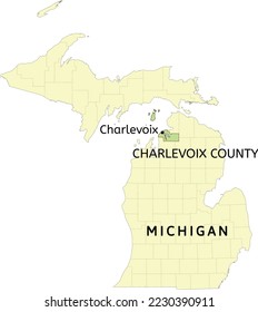 Charlevoix County and city of Charlevoix location on Michigan state map