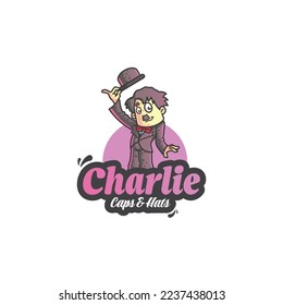 Charlie caps and hats vector logo design.
