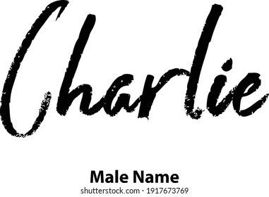 Nombre Charlie-masculino Tipografía de pincel Texto sobre fondo blanco