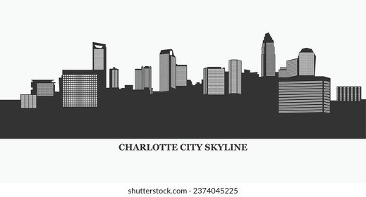 Charlote city skyline silhouette. North Carolina skyscraper high building in vector