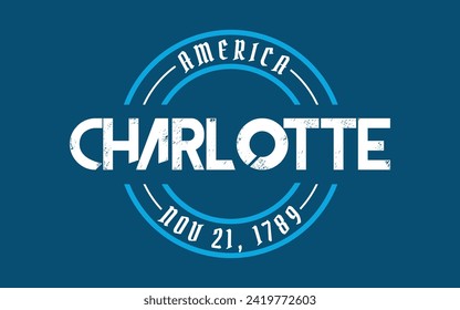 Charlotte circle badge logo text effect vector. Editable college t-shirt design printable text effect vector	