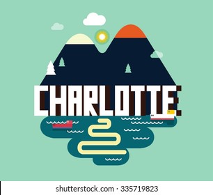 Charlotte city in colorful poster design.