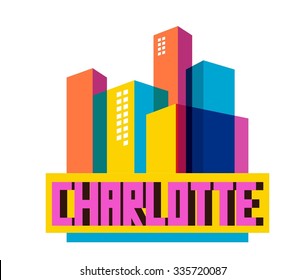 Charlotte city in colorful poster design.