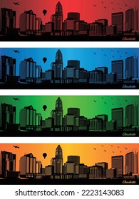 Charlotte city in a four different colors - illustration