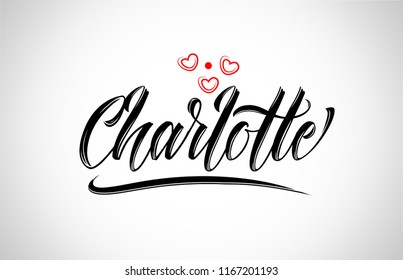 charlotte city text design with red heart typographic icon design suitable for touristic promotion