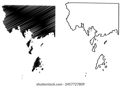 Charlotte County (Canada, New Brunswick Province, North America) map vector illustration, scribble sketch Comté de Charlotte map