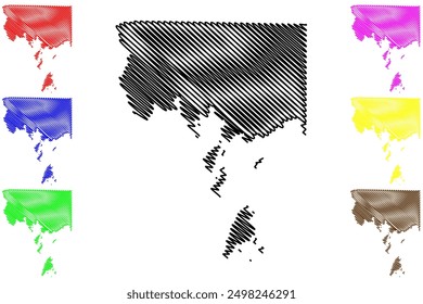 Charlotte County (Canada, New Brunswick Province, North America) map vector illustration, scribble sketch Comté de Charlotte map