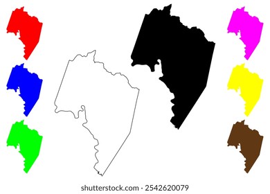 Charlotte County, Commonwealth da Virgínia (EUA, Estados Unidos da América, EUA, EUA) mapa ilustração vetorial, esboço de rabisco mapa de Charlotte