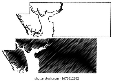 Charlotte County, Florida (U.S. county, United States of America,USA, U.S., US) map vector illustration, scribble sketch Charlotte map